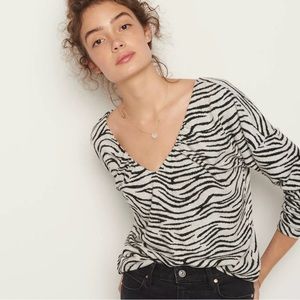 Maeve Anthro | Taylor Zebra Striped Pullover V-Neck NWOT
